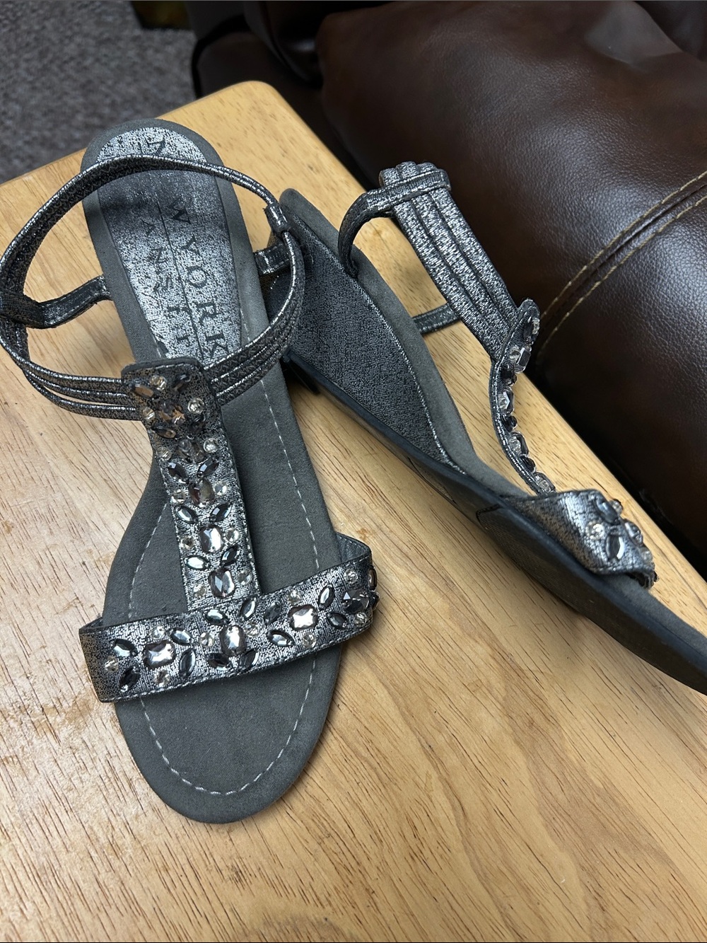 New York Transit Sparkle T-Strap Sandals